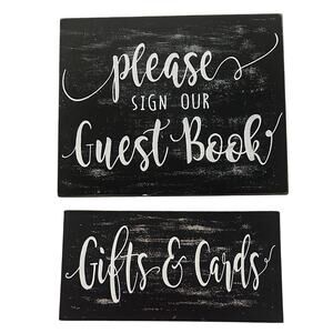 Rustic Wedding Signs Set Guest Book & Gifts Cards
